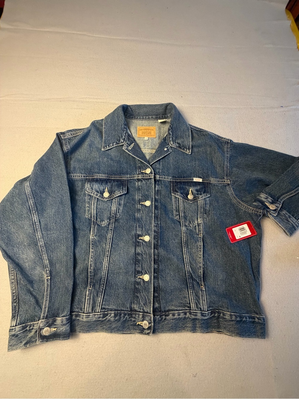 Levi's Medium Blue Classic Denim Jacket with Button Front Xl